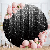 Aperturee - Sliver Spot Round Black Birthday Party Backdrop